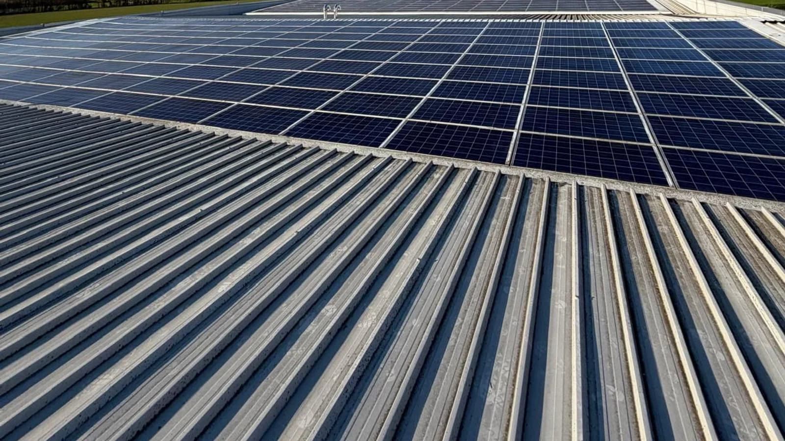 Impianto fotovoltaico aziendale SGIG in copertura dopo la pulizia professionale eseguita da Fulgur Service