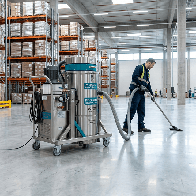 Aspiratore industriale professionale CFM utilizzato per l'aspirazione di polveri e macerie nei capannoni