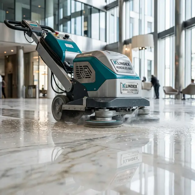 Monospazzola professionale Klindex usata per la lucidatura e la cristallizzazione dei pavimenti